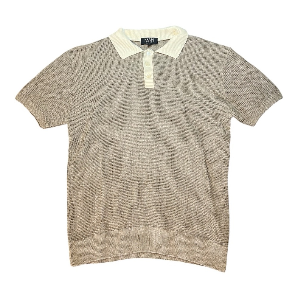 Boohoo Tan Polo Shirt Classic Knit Design